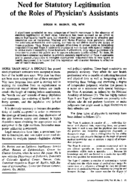 Need for statutory legitimation of the roles of physicians assistants