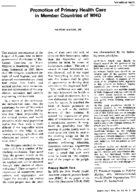 Promotion of primary health care in member countries of WHO