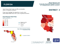 FL Congressional District 03 Heart Disease and Federally Qualified Health Centers Map 118th Congress
