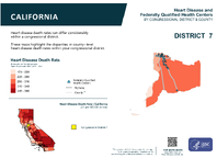 CA Congressional District 07 Heart Disease and Federally Qualified Health Centers Map 118th Congress