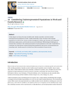 The Oxford Handbook of Work and Family Part 6 Chapter 26 Considering Underrepresented Populations in Work and Family Research