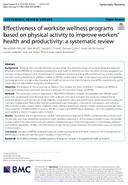Effectiveness of Worksite Wellness Programs Based on Physical Activity to Improve Workers Health and Productivity A Systematic Review