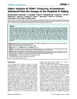 Higher Isolation of NDM1 Producing Acinetobacter baumannii from the Sewage of the Hospitals in Beijing