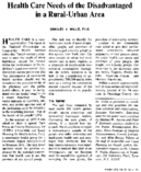 Health care needs of the disadvantaged in a ruralurban area