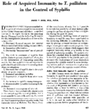 Role of acquired immunity to T pallidum in the control of syphilis