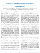 Travel from the United Kingdom to the United States by a Symptomatic Patient Infected with the SARSCoV2 B117 Variant  Texas January 2021