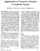 Agglutination of Treponema pallidum in syphilitic serums