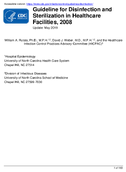 Guideline for disinfection and sterilization in healthcare facilities 2008 Update May 2019