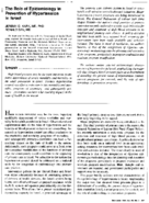 The Role Of Epidemiology In Prevention Of Hypertension In Israel