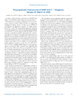 Presymptomatic Transmission of SARSCoV2  Singapore January 23March 16 2020