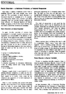 Panic DisorderA National Problem A Federal Response