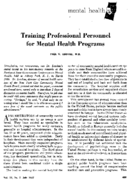 Training professional personnel for mental health programs