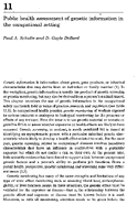 Public Health Assessment of Genetic Information in the Occupational Setting