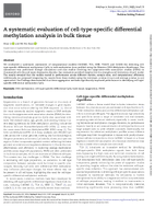 A Systematic Evaluation of CellTypeSpecific Differential Methylation Analysis in Bulk Tissue