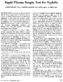 Rapid plasma reagin test for syphilis