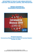 Meeting of the Advisory Committee on Immunization Practices ACIP October 30 2020 summary report