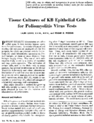 Tissue cultures of KB epithelial cells for poliomyelitis virus tests