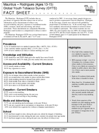 2003 Mauritius  Rodrigues Ages 1315 Global Youth Tobacco Survey GYTS Fact Sheet