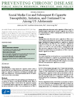 Social Media Use and Subsequent ECigarette Susceptibility Initiation and Continued Use Among US Adolescents
