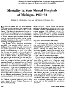 Mortality In State Mental Hospitals Of Michigan 195054