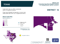 TX Congressional District 12 Stroke and Federally Qualified Health Centers Map 118th Congress