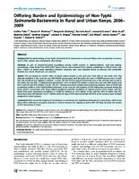 Differing Burden and Epidemiology of NonTyphi Salmonella Bacteremia in Rural and Urban Kenya 20062009