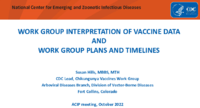 Work group interpretation of vaccine data and work group plans and timelines