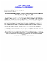 Outbreak notice  Respiratory illness in longterm care facility in British Columbia Canada August 14 2003