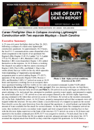 Line of Duty Death Report Career Firefighter Dies in Collapse Involving Lightweight Construction with Two Separate Maydays  South Carolina