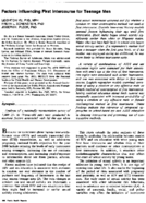 Factors Influencing First Intercourse For Teenage Men