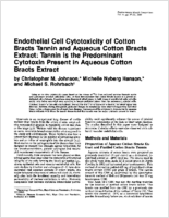 Endothelial Cell Cytotoxicity of Cotton Bracts Tannin and Aqueous Cotton Bracts Extract Tannin Is the Predominant Cytotoxin Present in Aqueous Cotton Bracts Extract