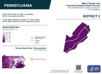 PA Congressional District 02 Stroke and Federally Qualified Health Centers Map 119th Congress