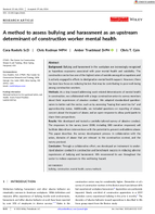 A Method to Assess Bullying and Harassment as an Upstream Determinant of Construction Worker Mental Health