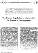 The Human Population As A Laboratory For Studies Of Carcinogenesis