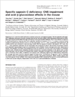 Specific saposin C deficiency CNS impairment and acid glucosidase effects in the mouse