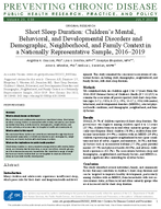 Short Sleep Duration Childrens Mental Behavioral and Developmental Disorders and Demographic Neighborhood and Family Context in a Nationally Representative Sample 20162019