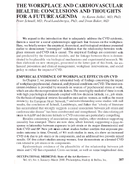 The Workplace and Cardiovascular Health Conclusions and Thoughts for a Future Agenda