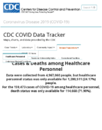 CDC COVID Data Tracker Cases  Deaths Among Healthcare Personnel Sep 19 2020