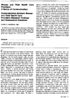 Communication between women and their health care providers research findings and unanswered questions