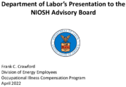 Department of Labors presentation to the NIOSH Advisory Board