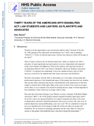 THIRTY YEARS OF THE AMERICANS WITH DISABILITIES ACT LAW STUDENTS AND LAWYERS AS PLAINTIFFS AND ADVOCATES