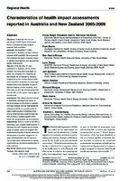 Characteristics of health impact assessments reported in Australia and New Zealand 20052009