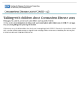 Talking with Children About Coronavirus Disease 2019 Messages for Parents School Staff and Others Working with Children May 20 2020