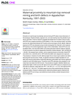 Maternal proximity to mountaintop removal mining and birth defects in Appalachian Kentucky 19972003