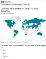 Locations with Confirmed COVID19 Cases Global Map as of 1200 PM ET March 9 2020