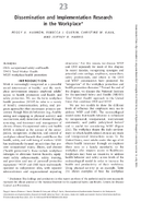 Dissemination and Implementation Research in the Workplace