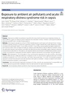 Exposure to Ambient Air Pollutants and Acute Respiratory Distress Syndrome Risk in Sepsis