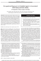 Occupational Exposure to Inhalable Agents Is Associated with Reduced Work Ability A Prospective Cohort Study in Norway