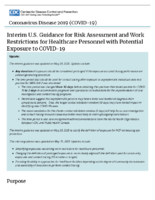 Interim US guidance for risk assessment and work restrictions for healthcare personnel with potential exposure to COVID19 May 29 2020