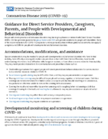 Guidance for Direct Service Providers Caregivers Parents and People with Developmental and Behavioral Disorders May 27 2020